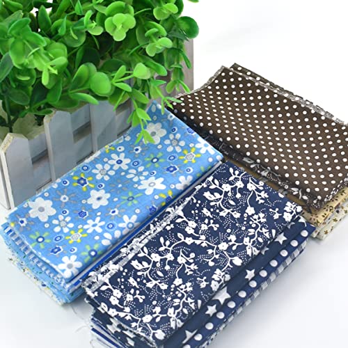 42 Pcs 9.8 x 9.8 Inches Cotton Fabric Sewing Patchwork Squares Quilting Bundles Different Pattern Cloths for Sewing DIY Art Work Supplies Scrapbooking Quilting by Renashed - color: Navy/Blue/Brown/Pink/Purple/Green