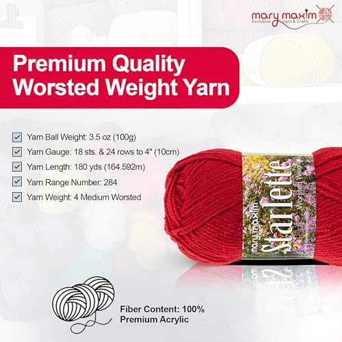 Mary Maxim Starlette Yarn, Soft Acrylic Yarn, 3.5 OZ, 180 Yards, Cayenne - color: Cayenne