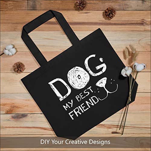 TOPDesign 1-Pack Super Strong Large 12oz Cotton Canvas Tote Bag, Reusable Grocery Shopping Cloth Bag, Fashionable Two-Tone Tote for Crafts, DIY Your Creative Designs - color: Black