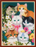 Redxing Stamped Cross Stitch Kits Embroidery kit for Beginners Adults Full Range of Embroidery Patterns Starter Kits DIY Printed Cross Stitch Kits Needlepoint Kits 11CT-Cat Family 15.7x19.7 inch - color: Style 26