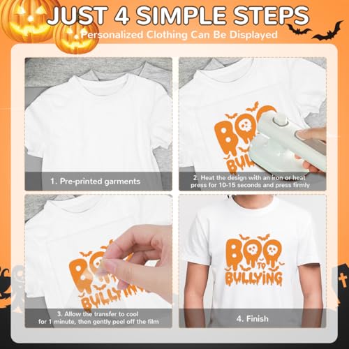 Dtf Transfers Ready to Press - 24Pcs Halloween Anti Bullying Iron on Transfers Unity Day Orange Iron on Decals Patches Kindness Squad Heat Transfer Vinyl Stickers for Clothing Pillows Bag DIY Crafts - color: Anti Bullying