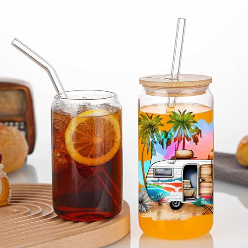 Camping UV Transfer Sticker 5 Sheet Waterproof 3D Camp Cup Wraps Stickers for 16OZ Glass Mug Rub On Transfer Furniture Craft DIY Crafts - style: Camp-5PCS