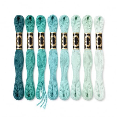 FASHEWELRY 70 Yards Handmade Polyester Embroidery Floss Crewel Cross Stitch Threads 0.5mm 6-Ply Embroidery Thread Bulk for Beginners Adult DIY Sewing Knitting Supplies (Light Sea Green) - color: Light Sea Green, size: 0.5mm