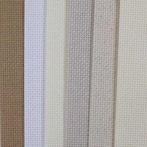KCS 6 pc of 12" x 18" (30cmx45cm) 14 Count Cotton Aida Cloth Cross Stitch Fabric (14CT-G) - color: 14ct-g