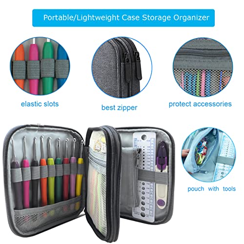 Weabetfu 102pcs Crochet Hooks Set Crochet Hook Kit with Case Ergonomic Crochet Needles for Arthritic Hands and Crochet Accessories Complete Crochet Set for Beginners & Experieced Crochet Lovers - color: Grey