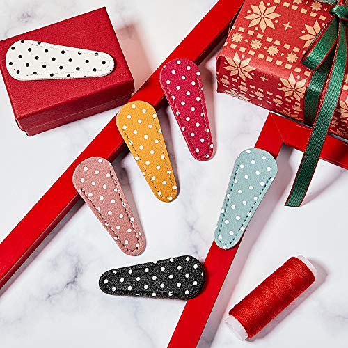 Mudder 6 Pieces Leather Sheaths for Scissors, Polka Dot Embroidery