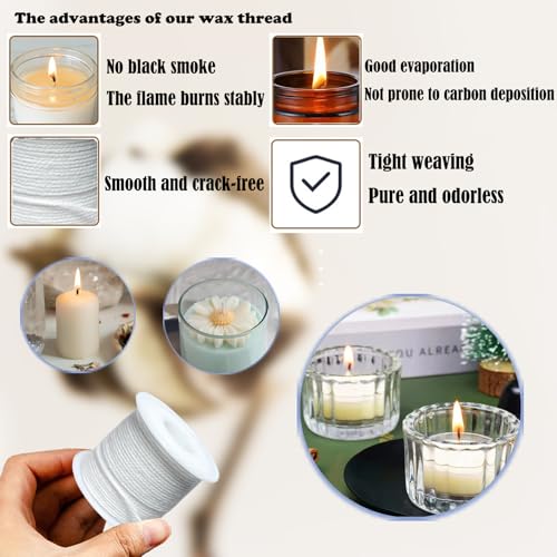 31PCS Wick Kits for Candle Making Wicks Inserting Nursing with Storage Bag Large Hole Needles for Silicone Candle Mold Hook Eye Punch Needle,7in Wicks Trimmer & Dipper,Wick Roll 200 Ft ect - color: 31PCS