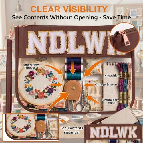 VOOGLAN Needlework Project Bag (Empty), 8 x 12 Inch - color: Brown