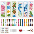 ACRNIGHEET 6PCS Cross Stitch Bookmark Kits Marine Animals Pattern Stamped Cross Stitch Kits for Beginners Adults DIY Stamped Embroidery Bookmarks with Instructions Hand Embroidery Craft Gift 11CT - style: Marine animal patterns