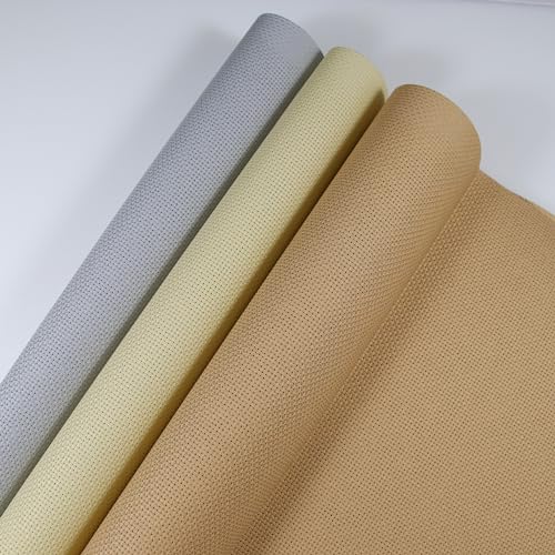 KCS 3 pc of 12" x 18" (30cmx45cm) 14CT Counted Cotton Aida Cloth Cross Stitch Fabric (Light Grey + Khaki + Yellow Beige) - color: Light Grey + Khaki + Yellow Beige