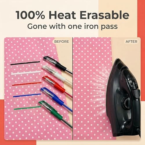 ibotti 5‑Color Heat Erasable Fabric Marking Pens, 10 Free Refills