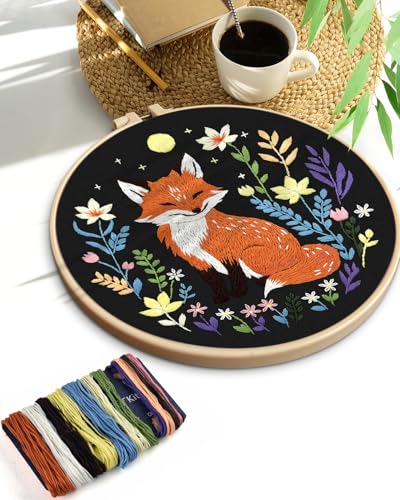 TINDTOP Embroidery Kit for Beginners Adult, Fox Embroidery Kit - color: Fox