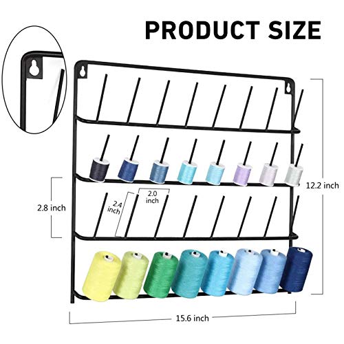 HAITARL 32-Spool Thread Holder, Wall-Mounted Metal Sewing Thread Rack with Hanging Tools, Metal Rack for Organize Sewing Thread, Embroidery-Suitable for Large Thread