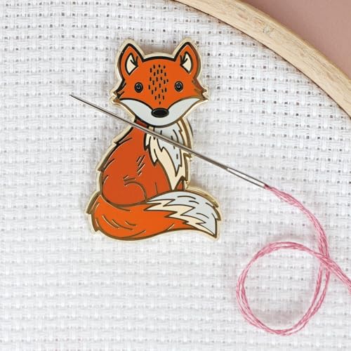 Fox Magnetic Needle Minder from Caterpillar Cross Stitch - for Cross Stitch, Sewing, Embroidery and Needlework Accessories, Enamel