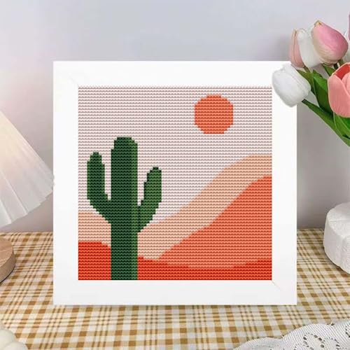 niurenmaoyi Cactus 11CT Cross Stitch Kits for Beginner with Framed,7x7in - color: Cross Stitch Kits0518-03