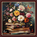 Findvoor Counted Cross Stitch Kits for Adults Full Range of Cross Stitching Embroidery Unprinted Pattern for Beginners, 11CT Needlepoint Cross-Stitch Patterns Embroidery Kits-Flower Books 18×18 inch - color: ColourSet06