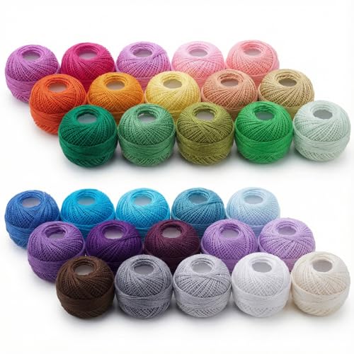 30 Pcs Size 8 Pearl Cotton Thread Balls 10 Grams, Rainbow Color - color: Rainbow Color
