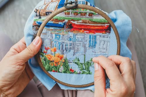 Aida Cloth 14 Count Cross Stitch Fabric,12×18inch,5Pcs (Sky Blue) - color: Sky Blue