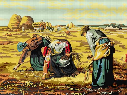 Meecaa Cross Stitch Kits 14 Count Stamped, Miller Gleaner Rice Field Embroidery Kit with Accessories Pre Printed (Gleaner) - color: Gleaner