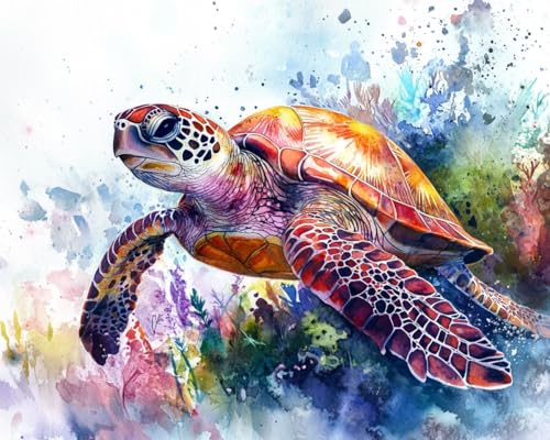 WUSARPLY Sea Turtle Stamped Cross Stitch Kits for Beginners Adults - color: J140