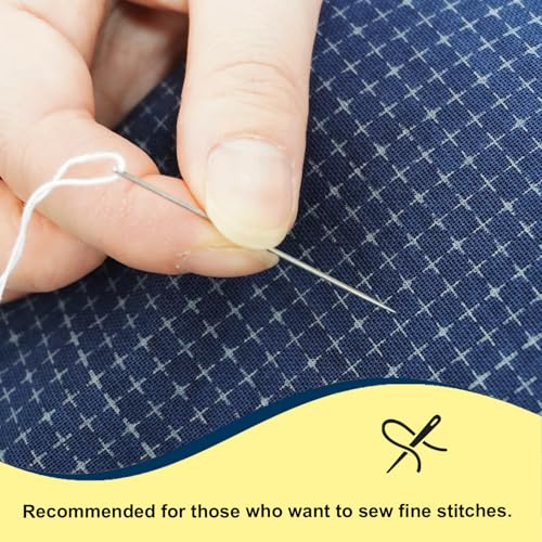 MISUYA CHUBE Sashiko Needles Set of 5, Japanese Embroidery Hand Sewing Needles, Large Eye, Durable Steel, Smooth Stitching, Made in Japan (2.02 Inches) - size: 2.02 Inches
