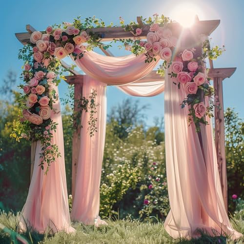 Wedding Arch Draping Fabric 1 Panel Blush Sheer Backdrop Drapes - color: Blush, size: 1 Panel