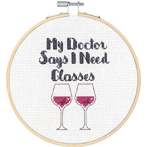Dimensions 72-76190 Need Glasses Counted Cross Stich Kit, 14 White Aida, 6" Diameter - color: Need Glasses