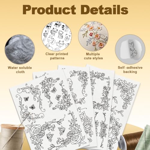 38Pcs Rose Lace Water Soluble Hand Sewing Stabilizers - style: Rose Lace