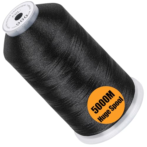 New brothread 5000M Huge Spool Embroidery Machine Thread - Black - color: Black-900