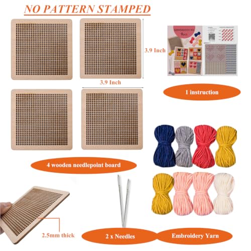 Yushen 4Pcs Heart Coaster Needlepoint Kit for Adult Cross Stitch Kits DIY Adults Needlepoint Embroidery Set No Patterns Stamped Embroidery Needles Threads Crafts (Love) - color: Love