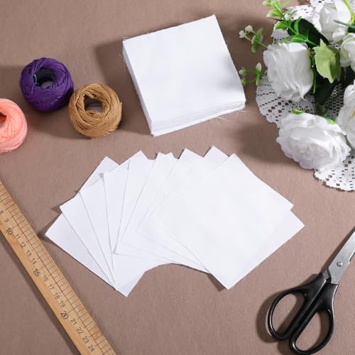 500 Pcs White Cotton Fabric Squares, Solid White Charm Pack Soft Solid Color Precut Quilting Fabric Bundles, for DIY Sewing Patchwork Embroidery Scrapbooking Clothing Craft, 4 x 4 in