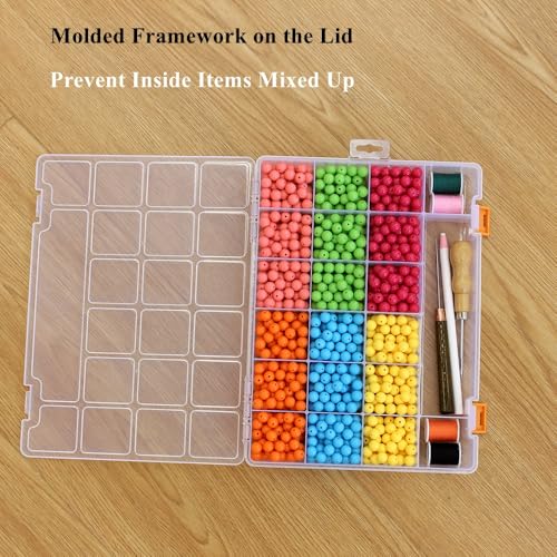 4 Pack Fixed 21 Grids Clear Plastic Storage Box, Transparent Organizer Container Case for Small Parts, Bead, Button, Jewelry, Diamond, Craft Supplies,Sewing Kit, DIY Accessories - size: M