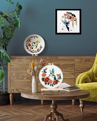 TINDTOP Hummingbird and Flower Embroidery Kit for Adults