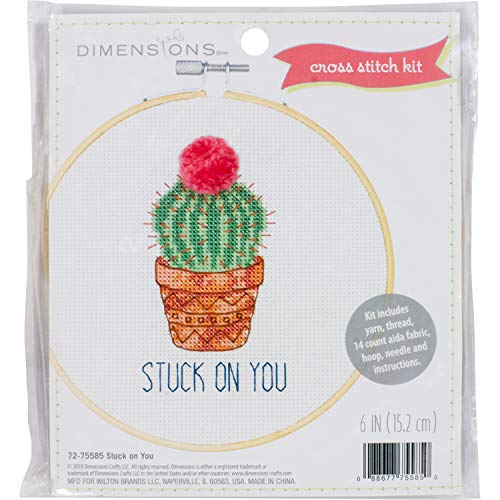 Dimensions Arts and Crafts Stuck on You Counted Cross Stitch Kit for Beginners, 6''D - color: Stuck on You
