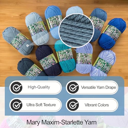 Mary Maxim Starlette Yarn, Soft Acrylic Yarn, 3.5 OZ, 180 Yards, Azure. - color: Azure