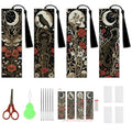 NEGEKFKX 4 Pcs Flower Cross Stitch Bookmark Kit for Adult Beginners - color: Cross stitch bookmark-6