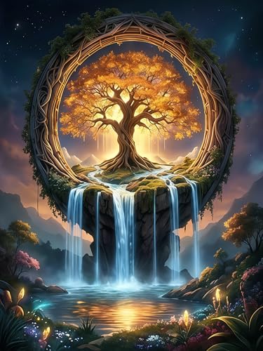 Tree of Life Needlepoint Stamped Cross Stitch Kits for Beginners Adults - color: J171-01