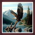 Funchey Counted Cross Stitch Kits for Adults Needlepoint Kits Unprinted Cross Stitching Embroidery Kit 11CT Cross Stitch Supplies-Forest Eagle 18x18 inch - color: ArtsKits22