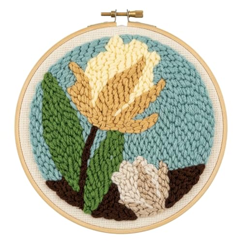 Punch Needle Kit for Beginners, DIY Embroidery Set with 20+ Patterns(Tulip) - color: Tulip