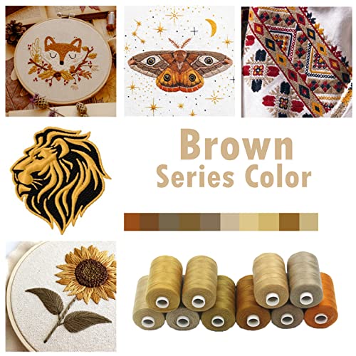 Simthread All Purpose Sewing Thread, 10 Spool Assorted Brown Series 1000 Yards Each Bobbin Polyester Thread for Sewing, Handy Polyester Sewing Threads for Sewing Machine - (Brown Series) - color: brown series
