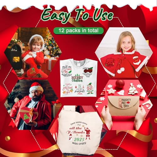 Fainne 12 Sheets Santa Iron on Transfers, Watercolor Heat Decals - style: Santa