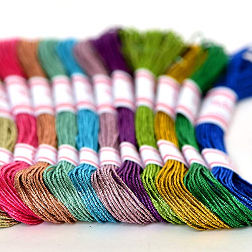 Embroidery Thread 8m Metallic Embroidery Floss 12Skeins All Purpose Assorted Muti-Colors Cross Stitch Tread Set for Craft Needlework Hand Embroidery Bracelets String DIY Craft - color: Light multi-color, size: 12 skiens