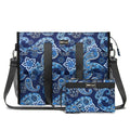 TOPDesign Utility Water Resistant Tote Bag with 22 Pockets, Zipper Closure - color: Blue Bandanna, size: Large