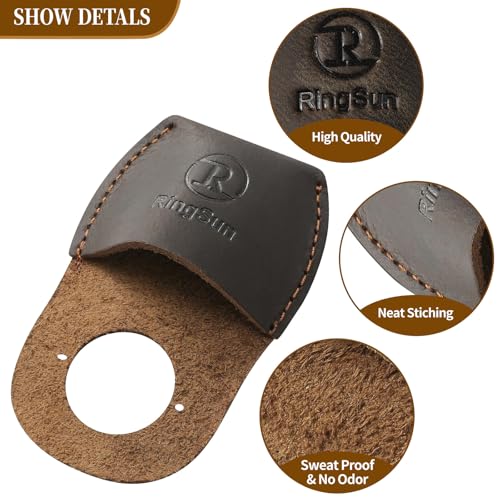 RingSun Thumb Guard Wood Carving Tools, Leather Finger Protector, Handmade Carpenter Working Carving Kit Accessories - color: Black Brown