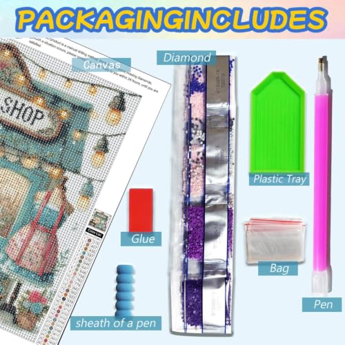 Dugsmgd Diamond Art Kits for Adults, Sewing Shop Diamond Painting 14x14In - color: Sewing Shop
