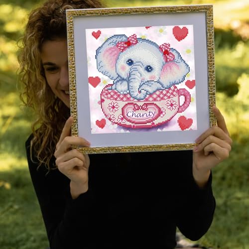 DIAMOND DOTZ Charity Elephant Diamond Painting Kit for Adults with Gems - size: 12 X 12 inches