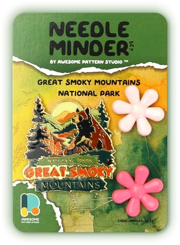 Awesome Pattern Studio Needle Minder Set - Great Smoky Mountains National Park Magnetic Needle Minder + 2 Needle Threaders. Enamel Pin for Cross Stitch, Embroidery and Craft - size: Great Smoky Mountains Modern Design - SET #1