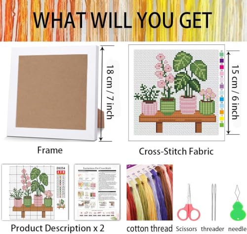 Plants Cross Stitch Kits, Cross Stitch Kits for Adults Beginner with Framed - color: cross stitch Framed-7