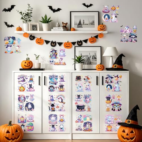 16 Pcs Halloween Neon Rub-On Transfers for Furniture & Crafts - style: Halloween Neon