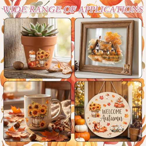 12 Pcs Fall Rub on Transfers for Crafts Furniture 5.9x5.9 Inch - color: Farm Farm